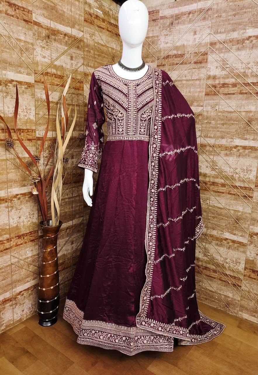 Ynf Premium Silk RIN131 9517 Gowns Wholesale Embroidery Gowns Anarkali Gown Party Gowns Long Gowns Manufacturer