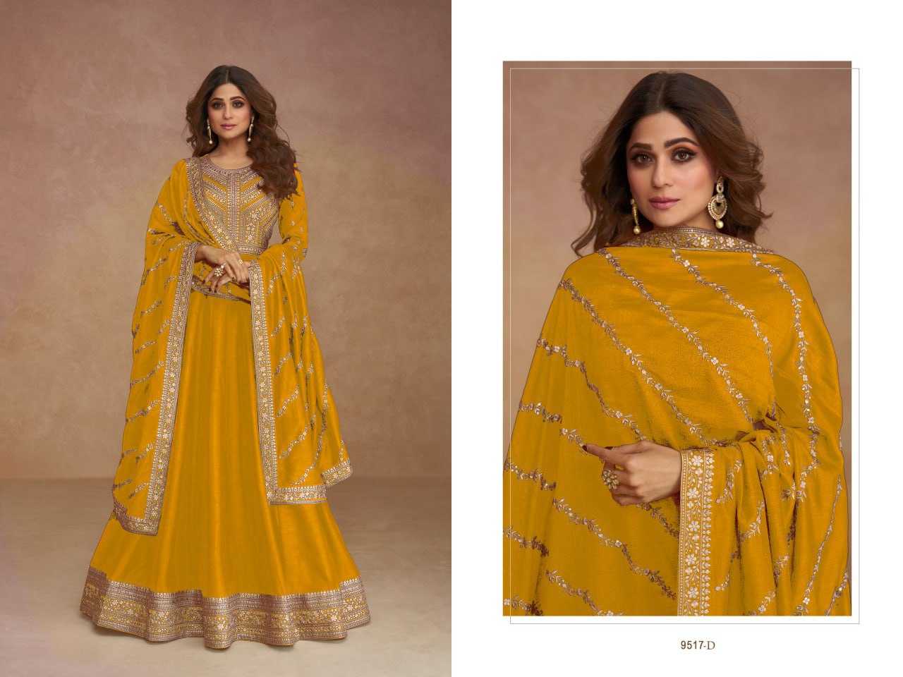 Ynf Premium Silk RIN131 9517 Gowns Wholesale Embroidery Gowns Anarkali Gown Party Gowns Long Gowns Manufacturer