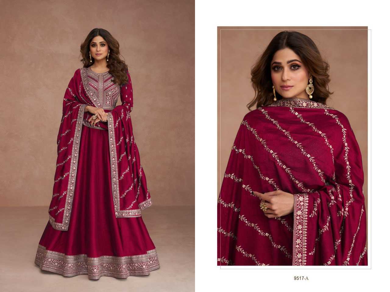 Ynf Premium Silk RIN131 9517 Gowns Wholesale Embroidery Gowns Anarkali Gown Party Gowns Long Gowns Manufacturer