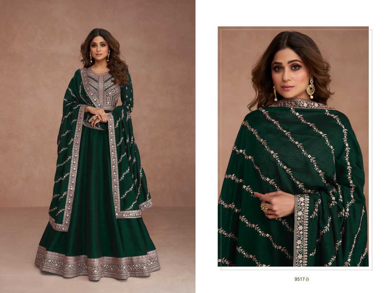 Ynf Premium Silk RIN131 9517 Gowns Wholesale Embroidery Gowns Anarkali Gown Party Gowns Long Gowns Manufacturer