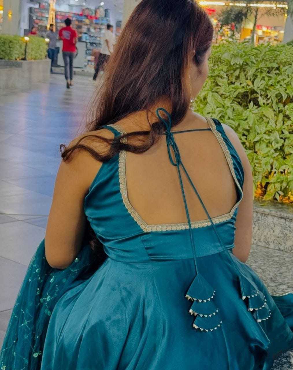 Ynf Premium Silk RIN157 2107 Gowns Plus Size Collections Wholesale Party Gowns Silk Gowns Blue Gown Manufacturer