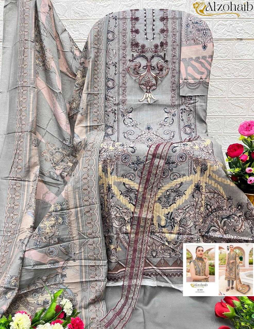 Ynf Pure Cotton KESH444 ALZOHAIB-Vol-4 Suits & Dresses Wholesale Printed Suits Embroidery Suits Cotton Suits Manufacturer