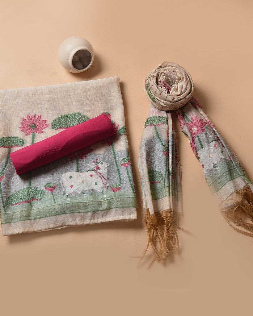 Ynf Pure Cotton KESH532 MUGA COTTON SUIT 1012 Suits & Dresses Wholesale Unstitched Suits Embroidery Suits Cotton Suits Manufacturer