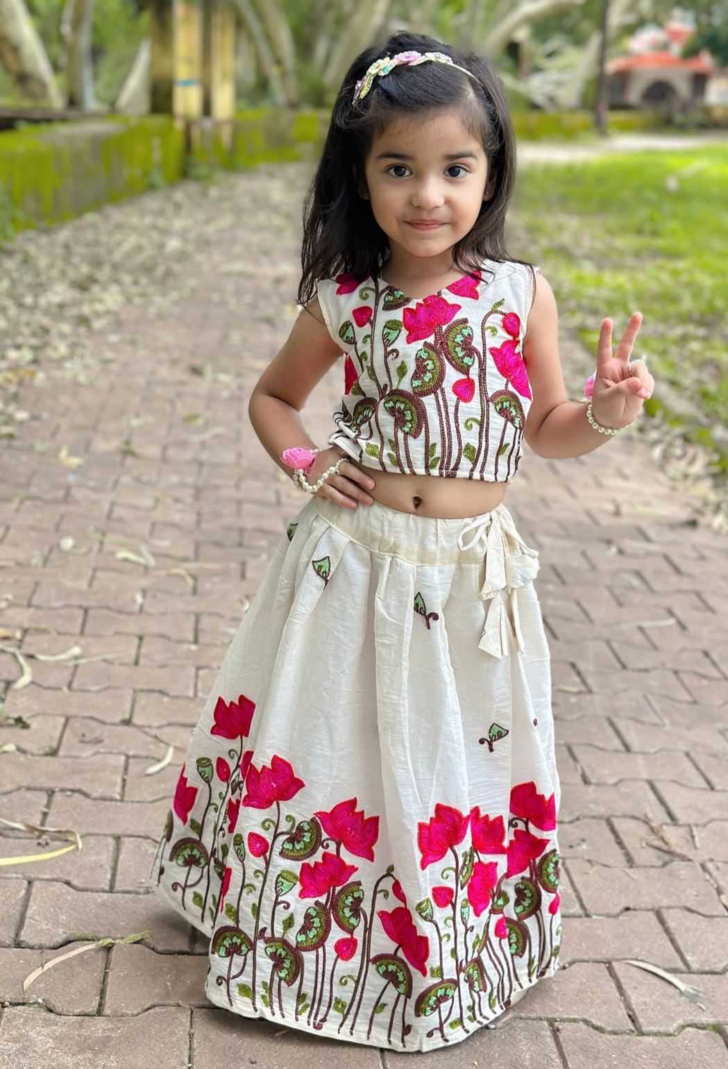 Ynf Pure Cotton RIN235 BROD Kids Wear Festive Collections Wholesale Kids Lehenga Kids Lehenga Choli Onam Collections Manufacturer