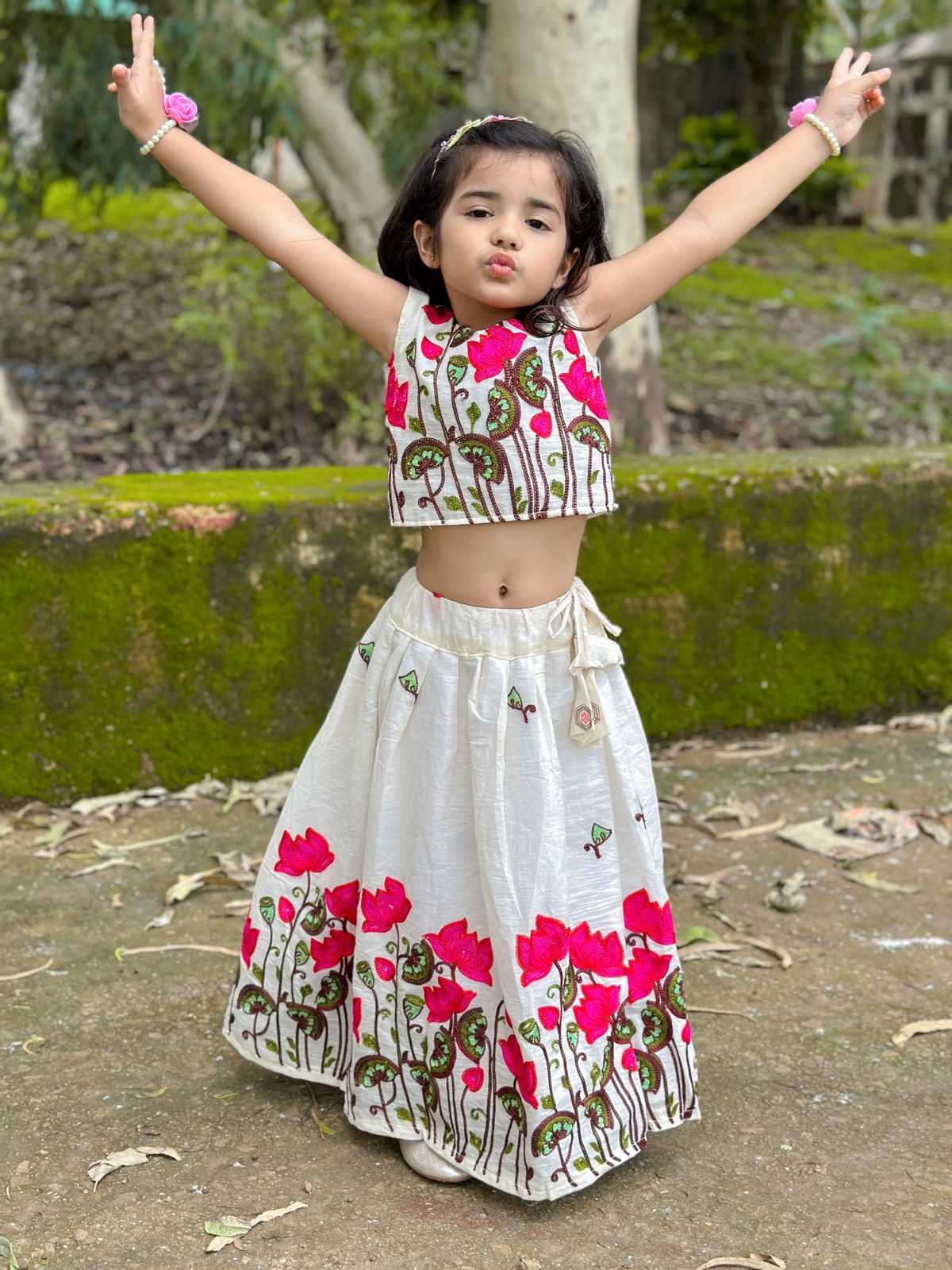 Ynf Pure Cotton RIN235 BROD Kids Wear Festive Collections Wholesale Kids Lehenga Kids Lehenga Choli Onam Collections Manufacturer