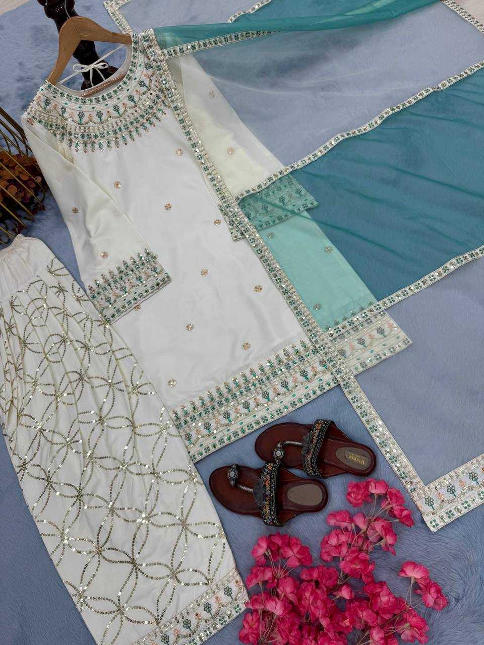 Ynf Pure Crepe KESH141 1120 Suits & Dresses Wedding Collections Festive Collections Wholesale Embroidery Suits Palazzo Suit Wedding Outfits Manufacturer