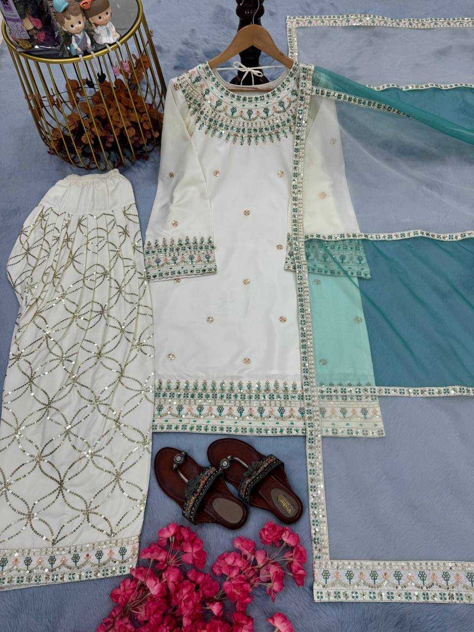 Ynf Pure Crepe KESH141 1120 Suits & Dresses Wedding Collections Festive Collections Wholesale Embroidery Suits Palazzo Suit Wedding Outfits Manufacturer