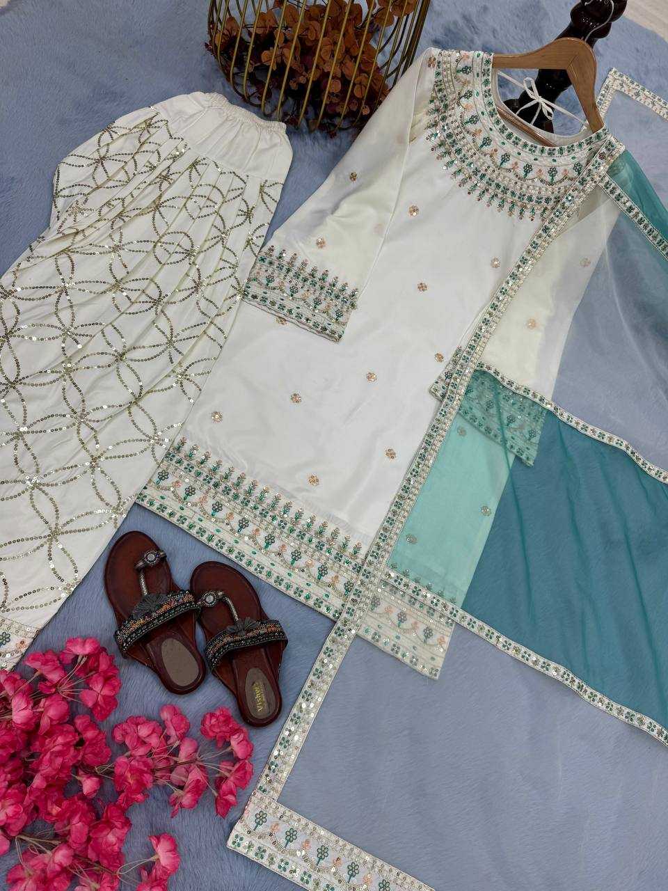 Ynf Pure Crepe KESH141 1120 Suits & Dresses Wedding Collections Festive Collections Wholesale Embroidery Suits Palazzo Suit Wedding Outfits Manufacturer