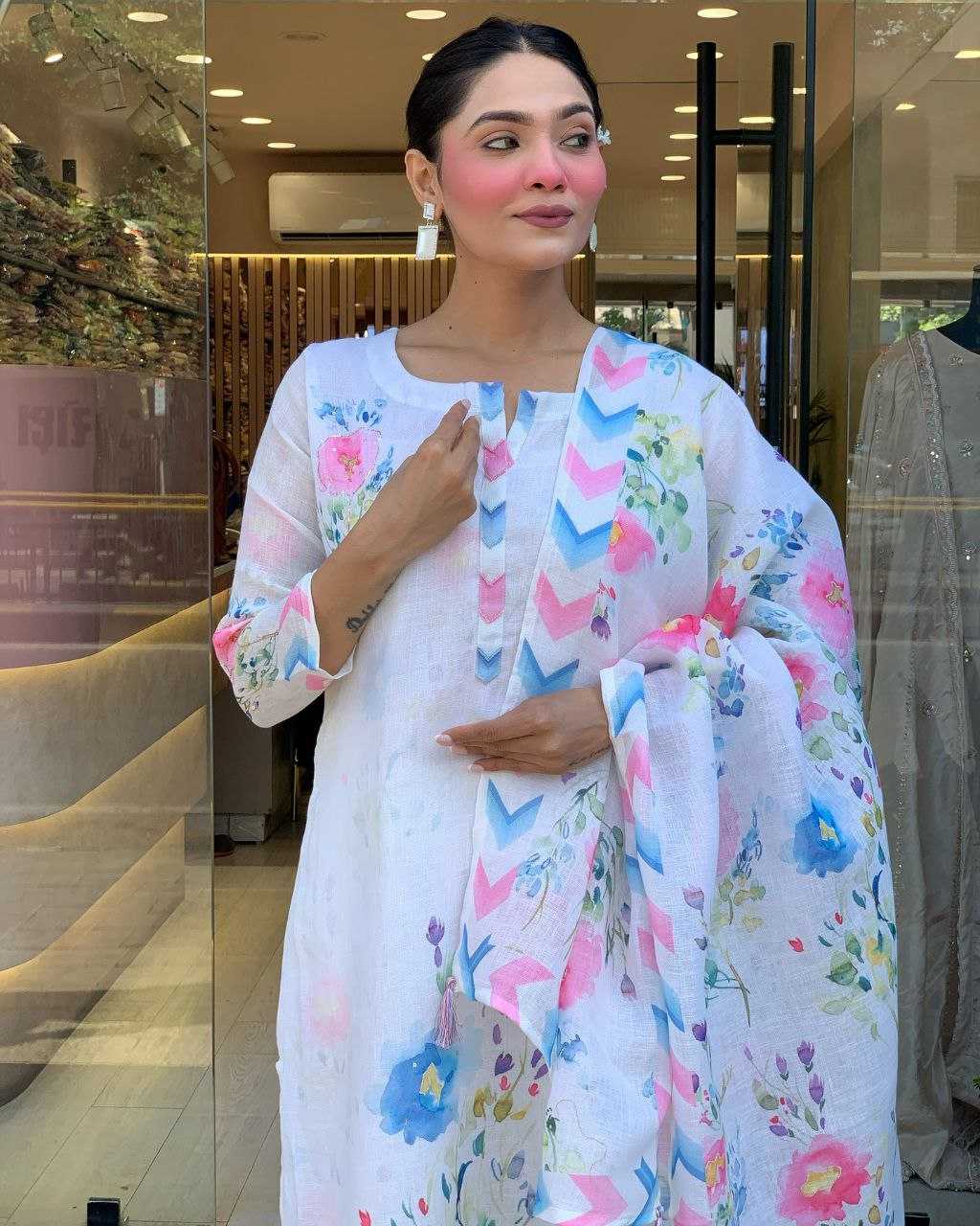 Ynf Pure Linen RIN217 327 Suits & Dresses Wedding Collections Festive Collections Wholesale Designer dresses Printed Dresses Wedding Outfits Manufacturer