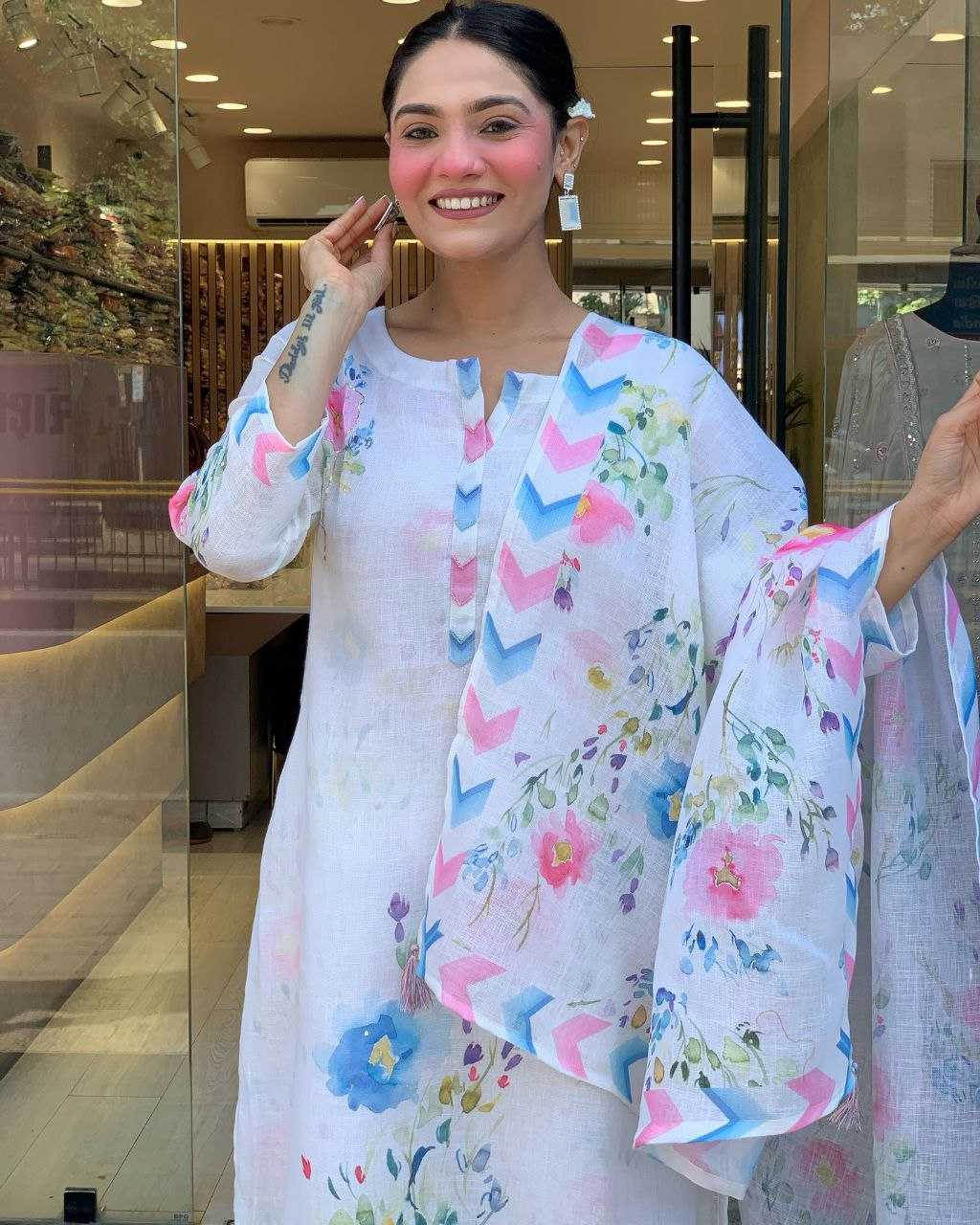 Ynf Pure Linen RIN217 327 Suits & Dresses Wedding Collections Festive Collections Wholesale Designer dresses Printed Dresses Wedding Outfits Manufacturer