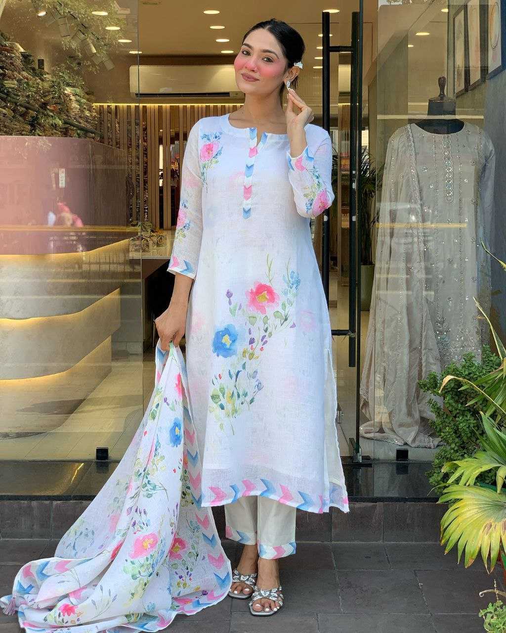 Ynf Pure Linen RIN217 327 Suits & Dresses Wedding Collections Festive Collections Wholesale Designer dresses Printed Dresses Wedding Outfits Manufacturer