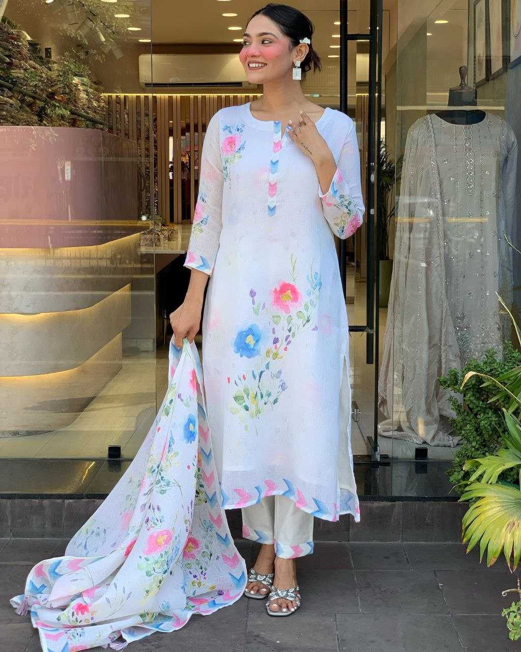 Ynf Pure Linen RIN217 327 Suits & Dresses Wedding Collections Festive Collections Wholesale Designer dresses Printed Dresses Wedding Outfits Manufacturer