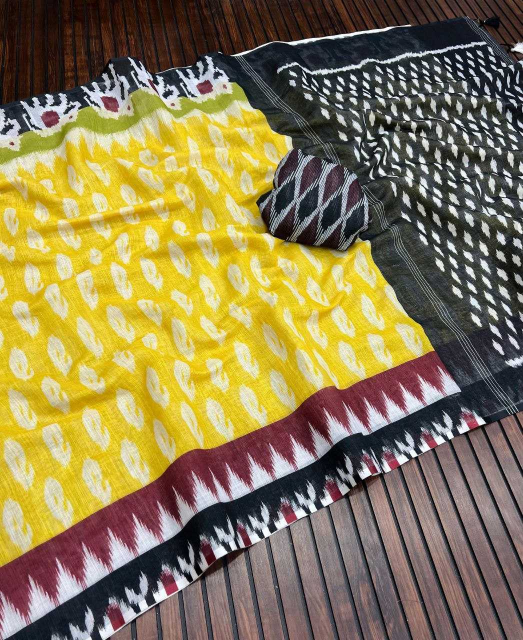 Ynf Pure Linen RIN225 916 Sarees Wedding Collections Festive Collections Wholesale Printed Sarees Cotton Linen Sarees Sarees With Blouse Manufacturer