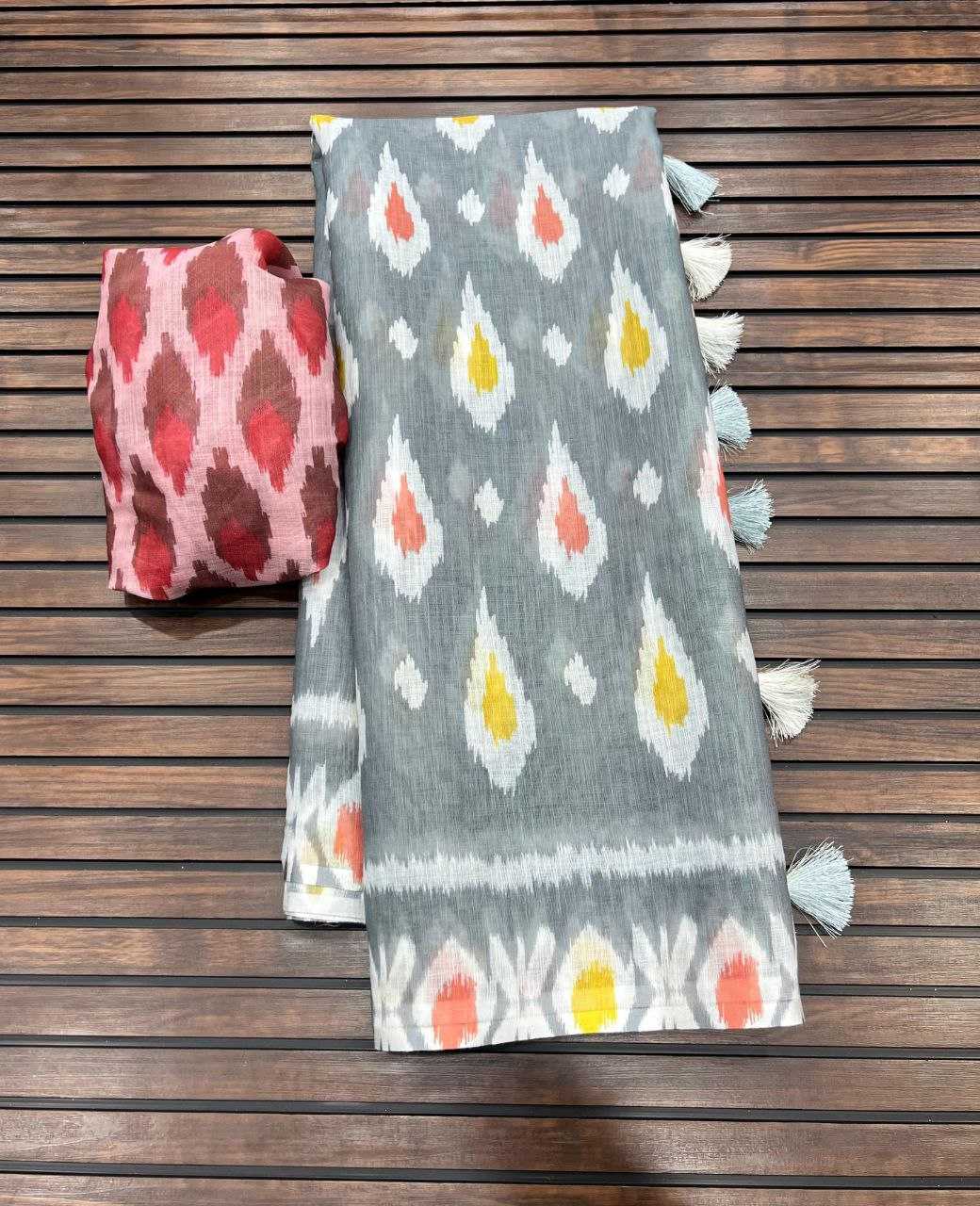 Ynf Pure Linen RIN225 916 Sarees Wedding Collections Festive Collections Wholesale Printed Sarees Cotton Linen Sarees Sarees With Blouse Manufacturer