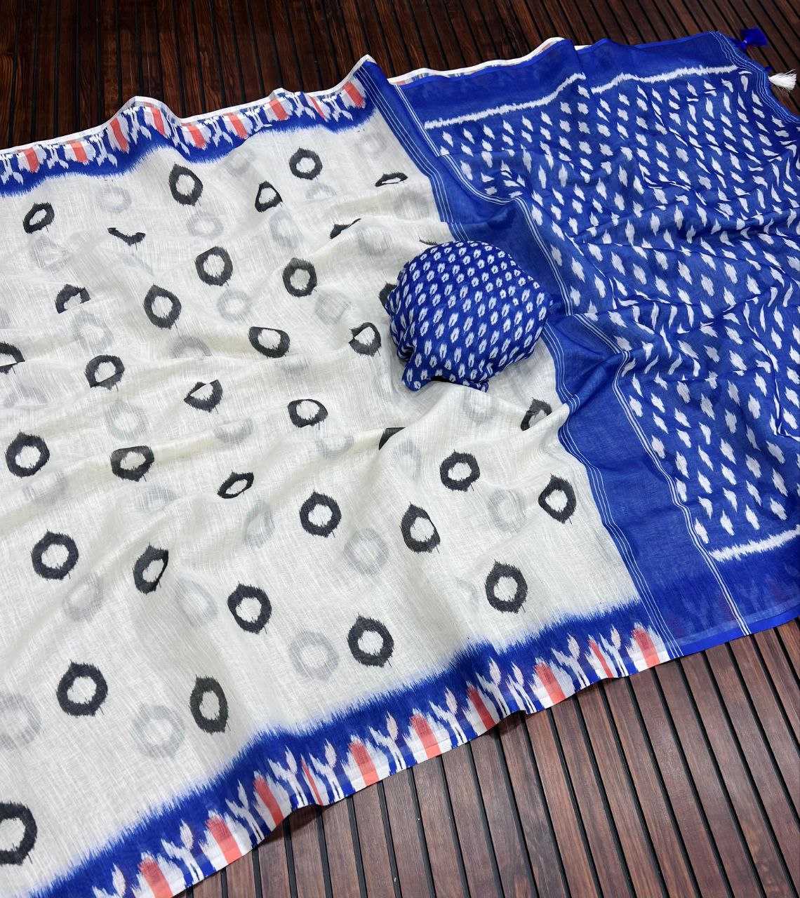 Ynf Pure Linen RIN225 916 Sarees Wedding Collections Festive Collections Wholesale Printed Sarees Cotton Linen Sarees Sarees With Blouse Manufacturer