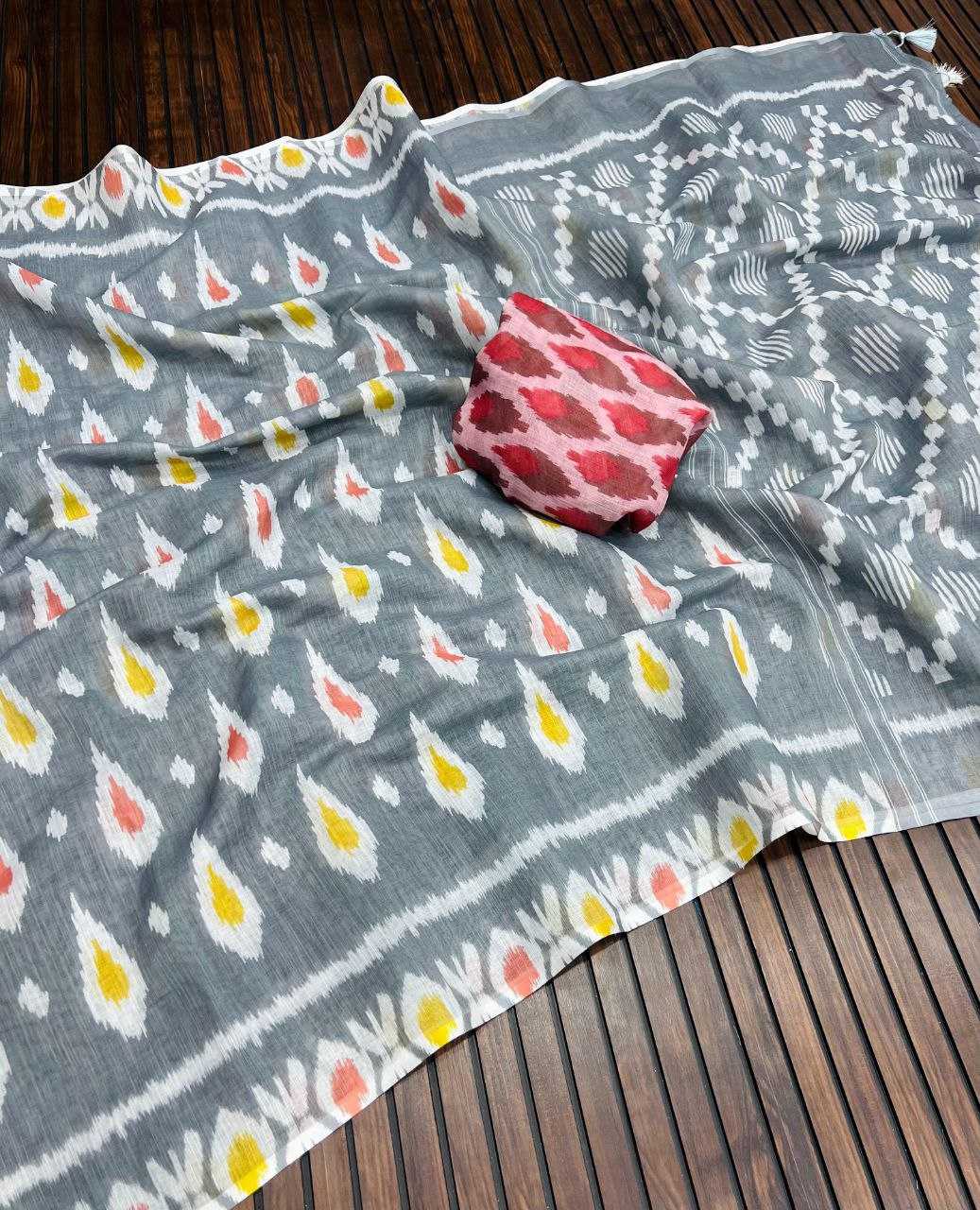 Ynf Pure Linen RIN225 916 Sarees Wedding Collections Festive Collections Wholesale Printed Sarees Cotton Linen Sarees Sarees With Blouse Manufacturer
