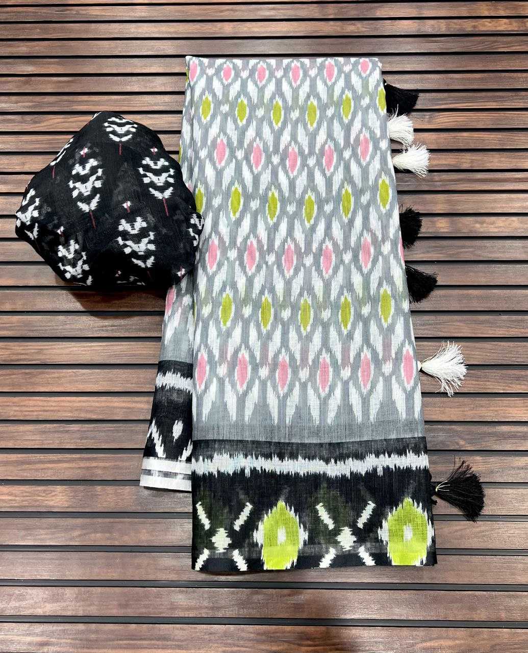Ynf Pure Linen RIN225 916 Sarees Wedding Collections Festive Collections Wholesale Printed Sarees Cotton Linen Sarees Sarees With Blouse Manufacturer