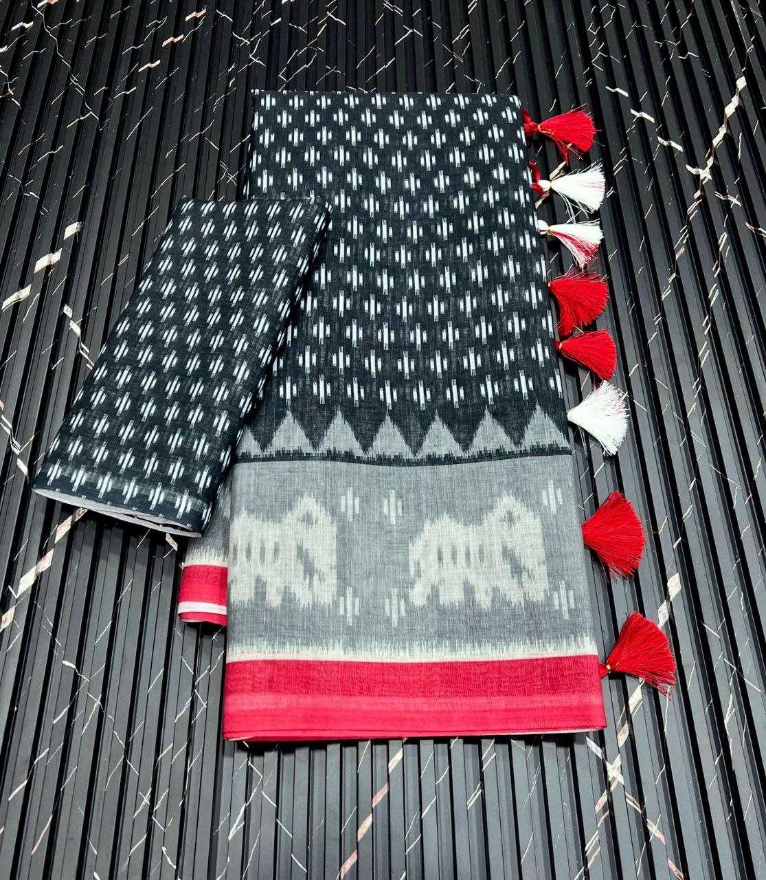 Ynf Pure Linen RIN225 931 Sarees Wedding Collections Festive Collections Wholesale Printed Sarees Linen Sarees Sarees With Blouse Manufacturer
