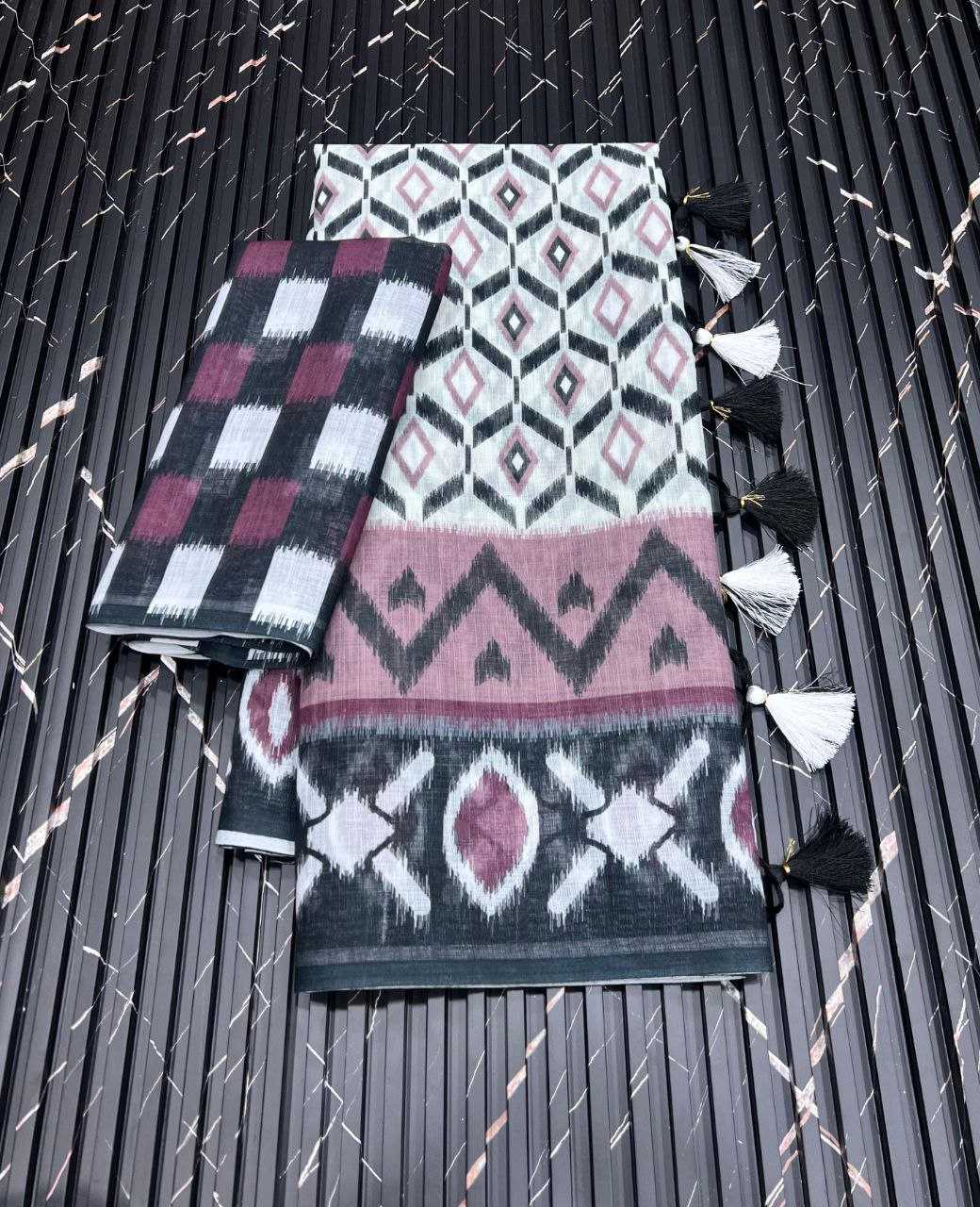 Ynf Pure Linen RIN225 931 Sarees Wedding Collections Festive Collections Wholesale Printed Sarees Linen Sarees Sarees With Blouse Manufacturer