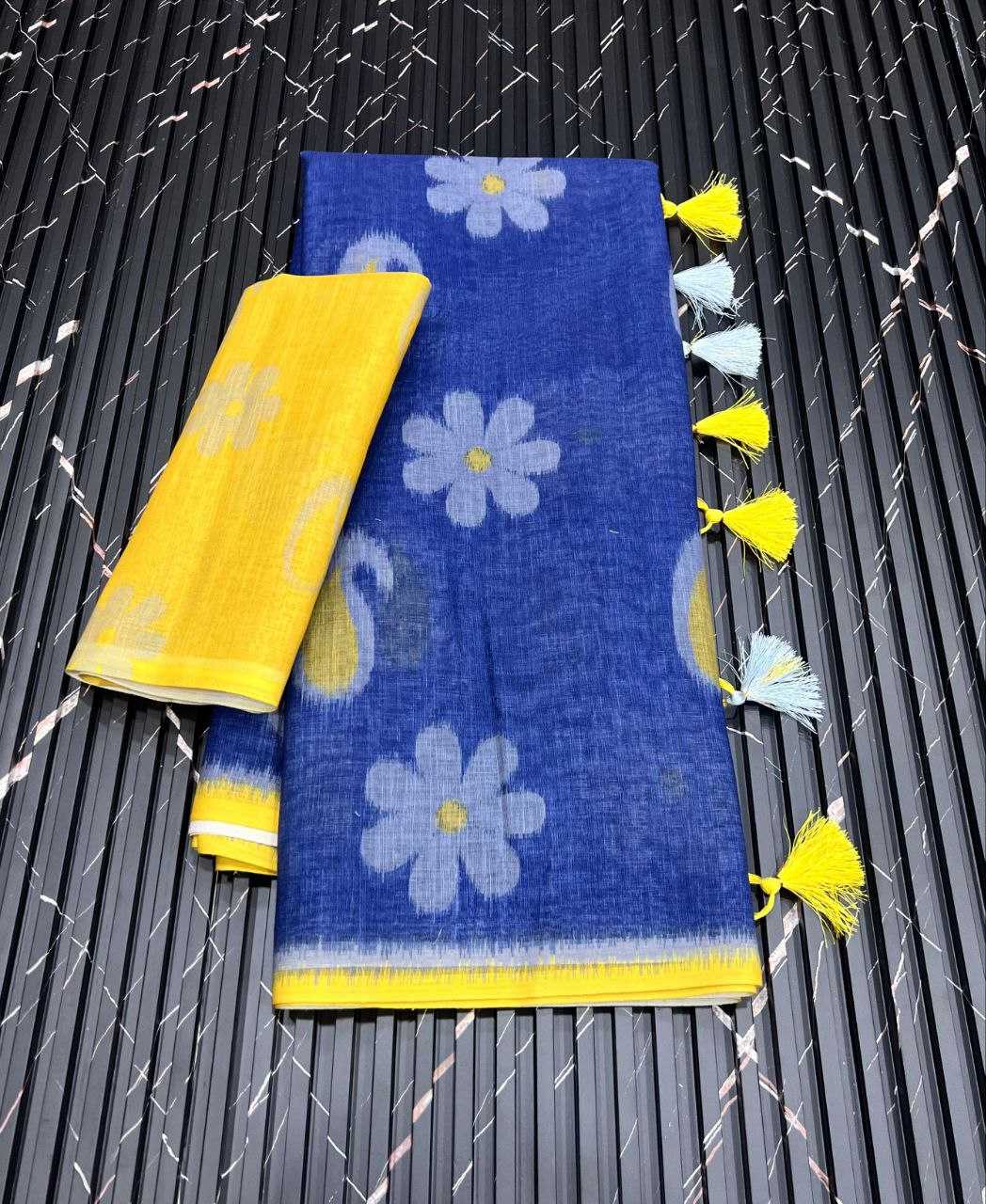 Ynf Pure Linen RIN225 931 Sarees Wedding Collections Festive Collections Wholesale Printed Sarees Linen Sarees Sarees With Blouse Manufacturer
