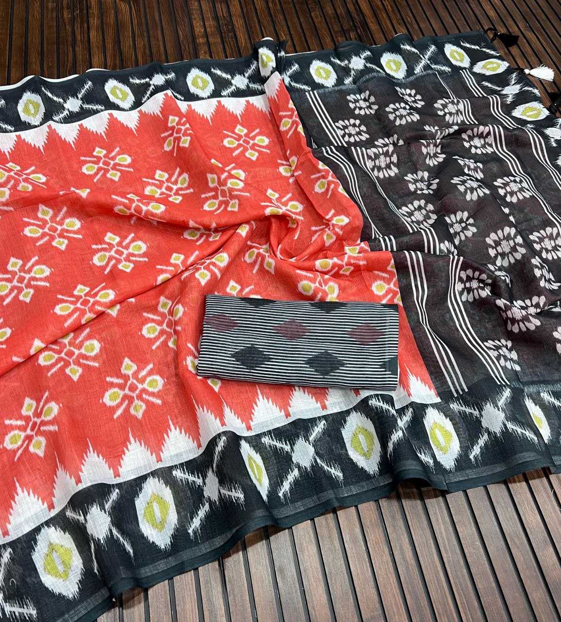 Ynf Pure Linen RIN225 935 Sarees Wedding Collections Festive Collections Wholesale Printed Sarees Linen Sarees Sarees With Blouse Manufacturer