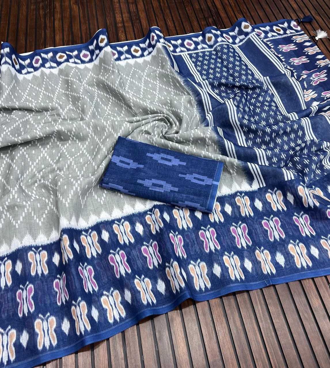 Ynf Pure Linen RIN225 935 Sarees Wedding Collections Festive Collections Wholesale Printed Sarees Linen Sarees Sarees With Blouse Manufacturer
