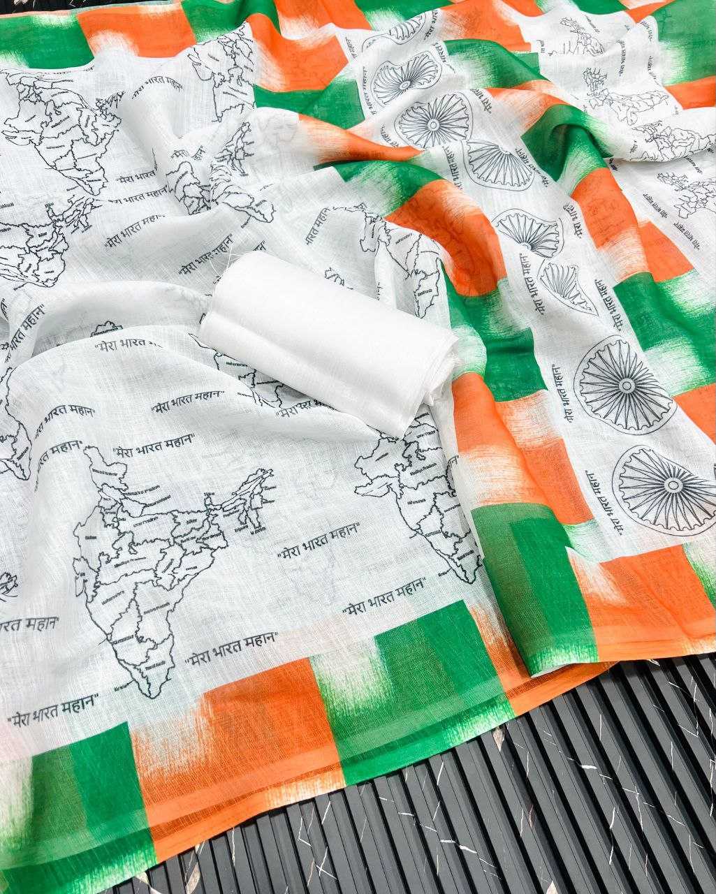 Ynf Pure Linen RIN225 937 Sarees Festive Collections Wholesale Cotton Linen Sarees Sarees With Blouse Independence Day Collections Manufacturer