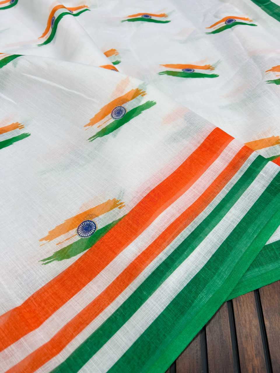 Ynf Pure Linen RIN225 939 Sarees Festive Collections Wholesale Cotton Linen Sarees Sarees With Blouse Independence Day Collections Manufacturer