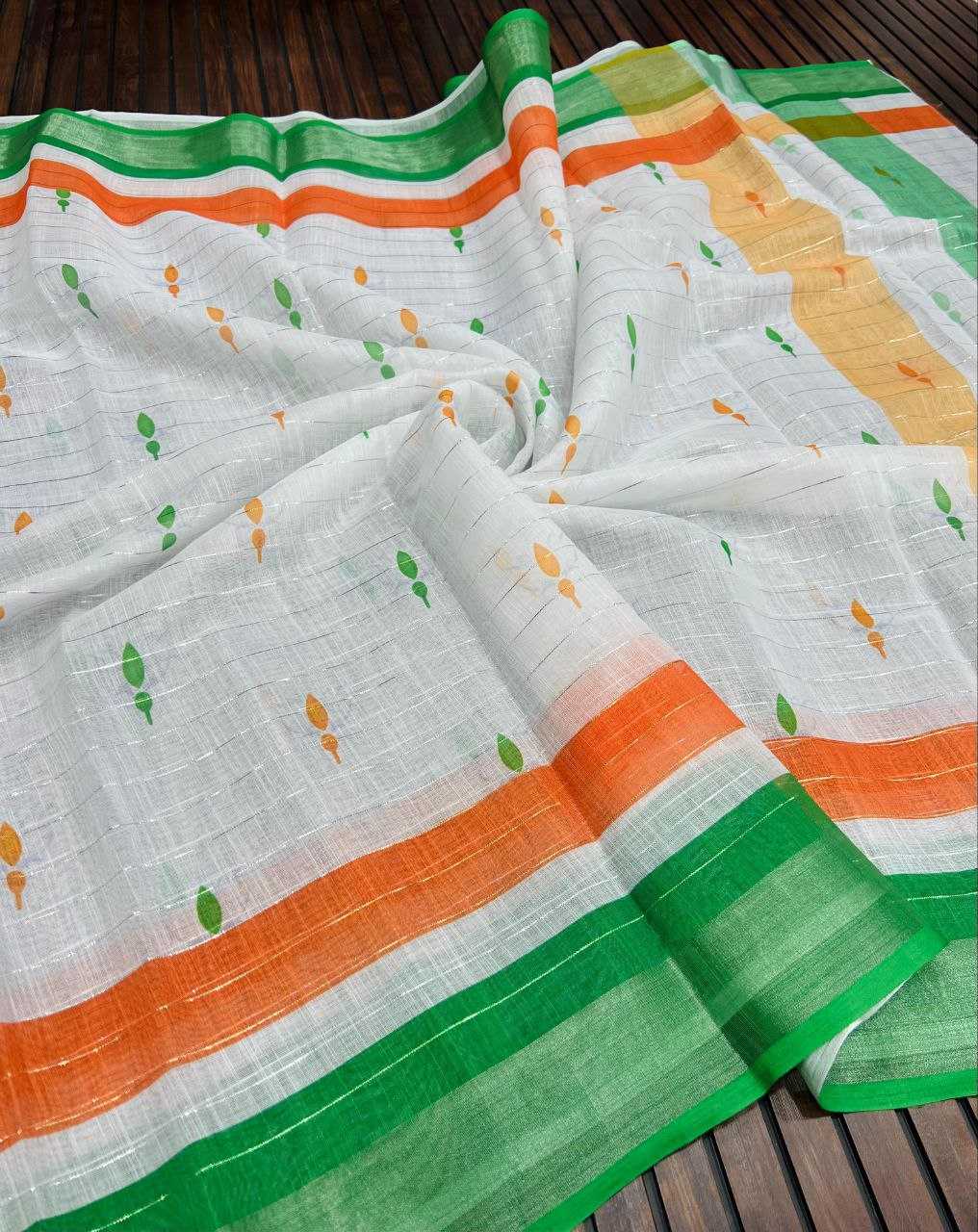 Ynf Pure Linen RIN225 940 Sarees Festive Collections Wholesale Printed Sarees Cotton Linen Sarees Independence Day Collections Manufacturer