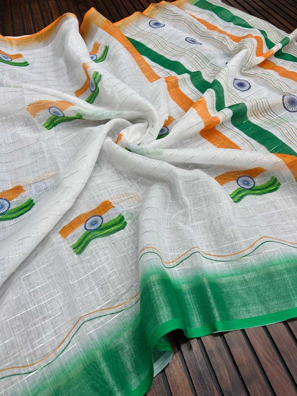 Ynf Pure Linen RIN225 940 Sarees Festive Collections Wholesale Printed Sarees Cotton Linen Sarees Independence Day Collections Manufacturer