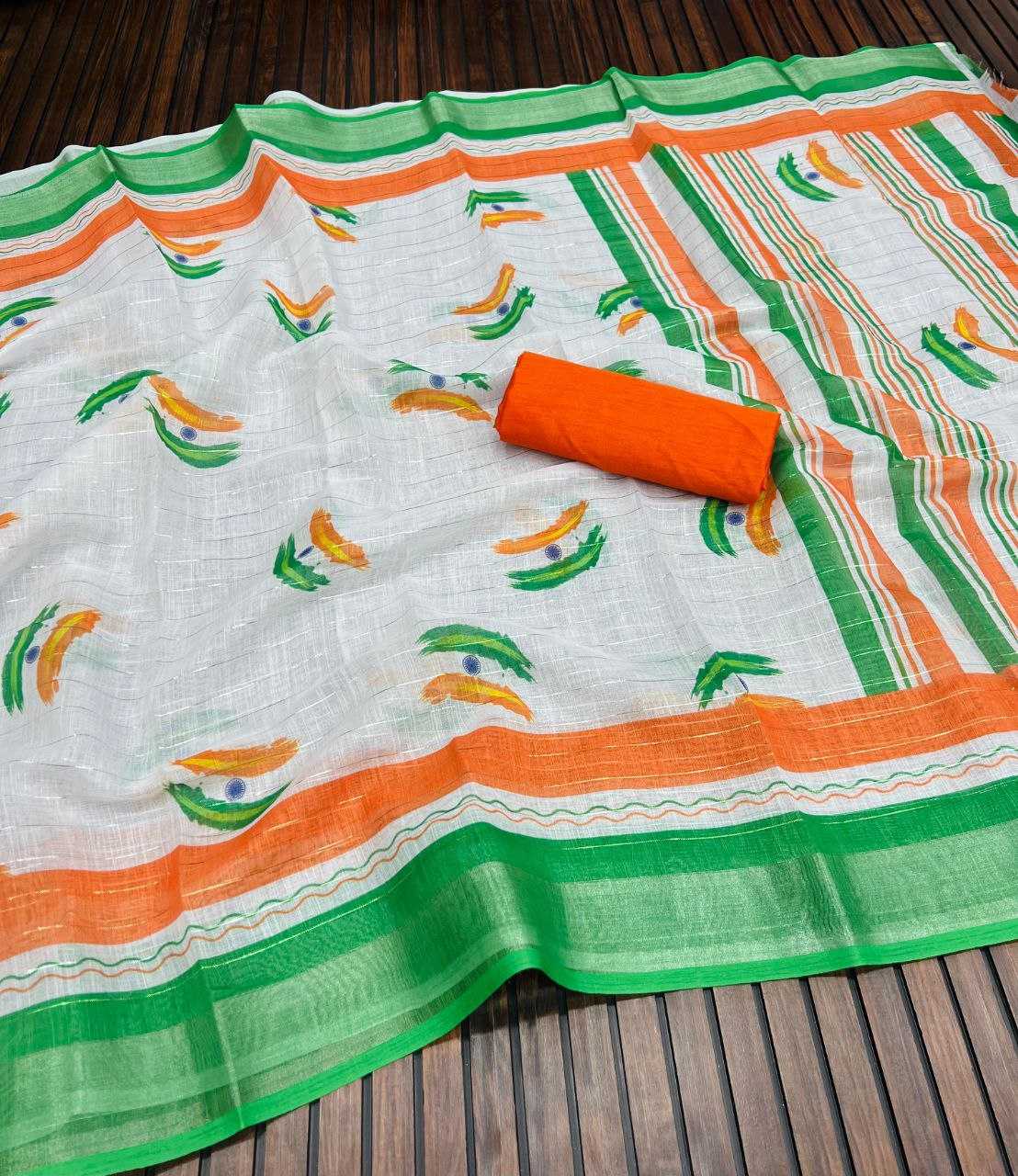Ynf Pure Linen RIN225 940 Sarees Festive Collections Wholesale Printed Sarees Cotton Linen Sarees Independence Day Collections Manufacturer