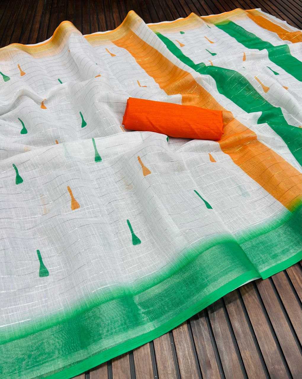 Ynf Pure Linen RIN225 940 Sarees Festive Collections Wholesale Printed Sarees Cotton Linen Sarees Independence Day Collections Manufacturer