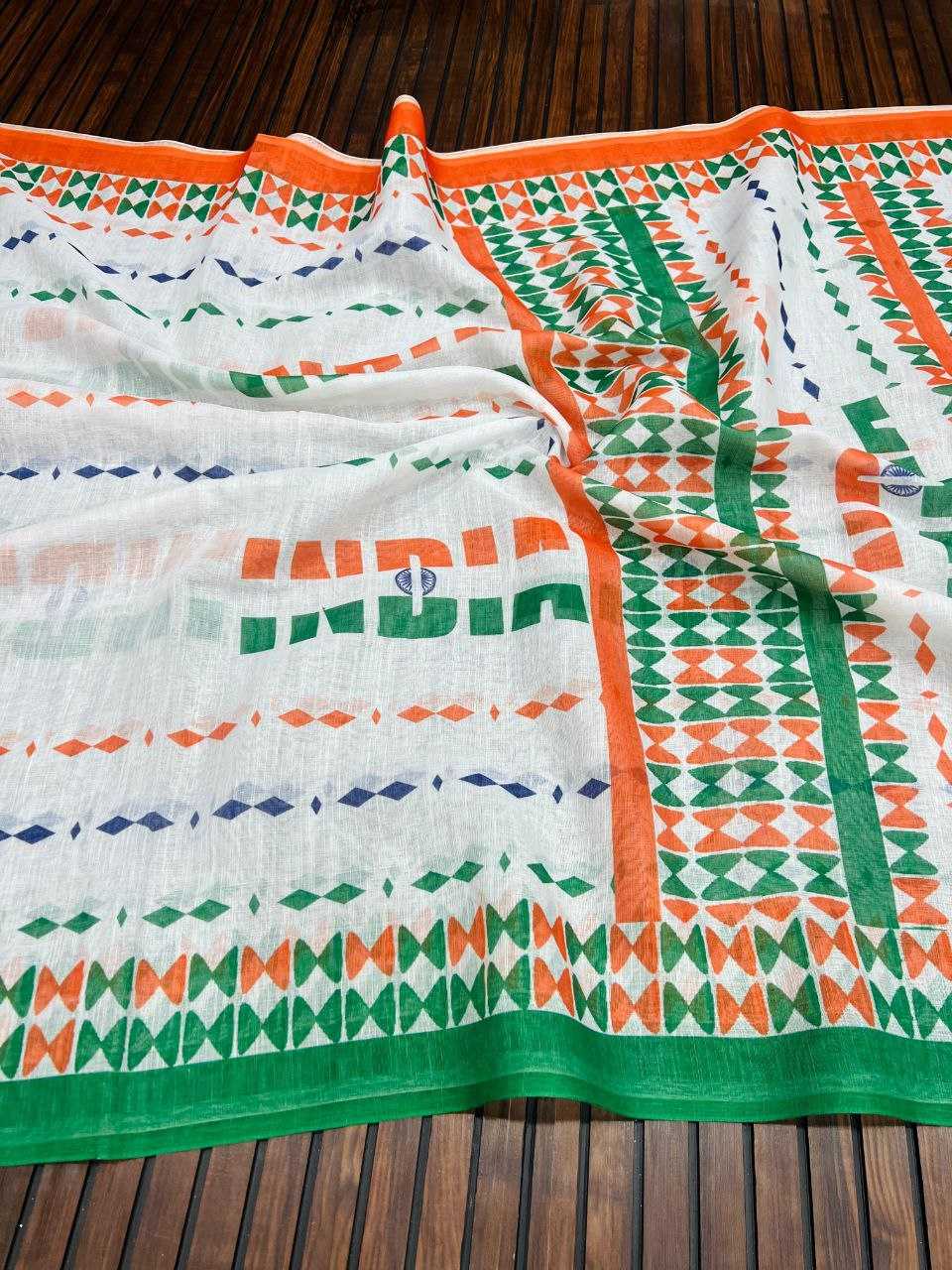 Ynf Pure Linen RIN225 951 Sarees Festive Collections Wholesale Printed Sarees Republic Day Collections Independence Day Collections Manufacturer