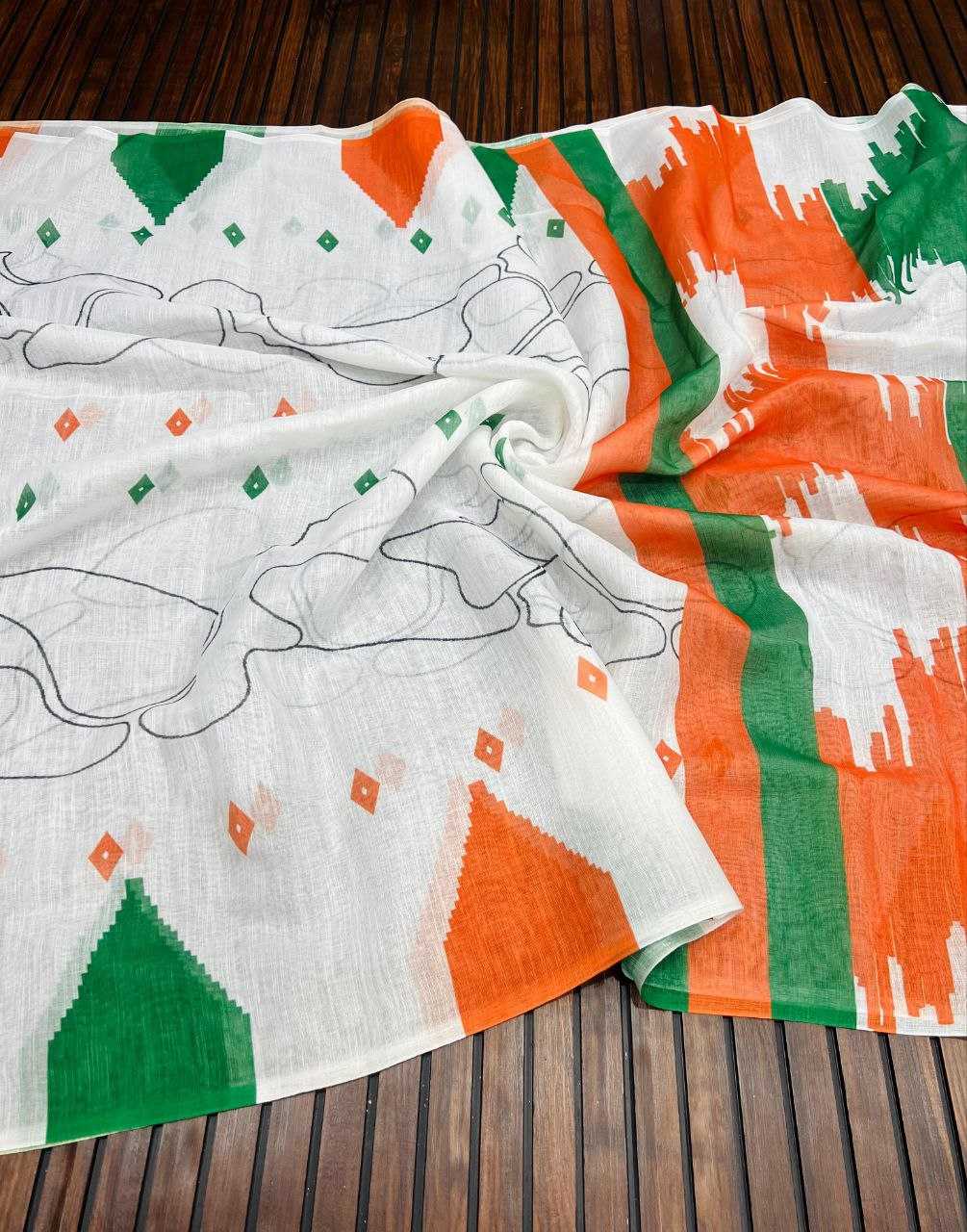 Ynf Pure Linen RIN225 951 Sarees Festive Collections Wholesale Printed Sarees Republic Day Collections Independence Day Collections Manufacturer