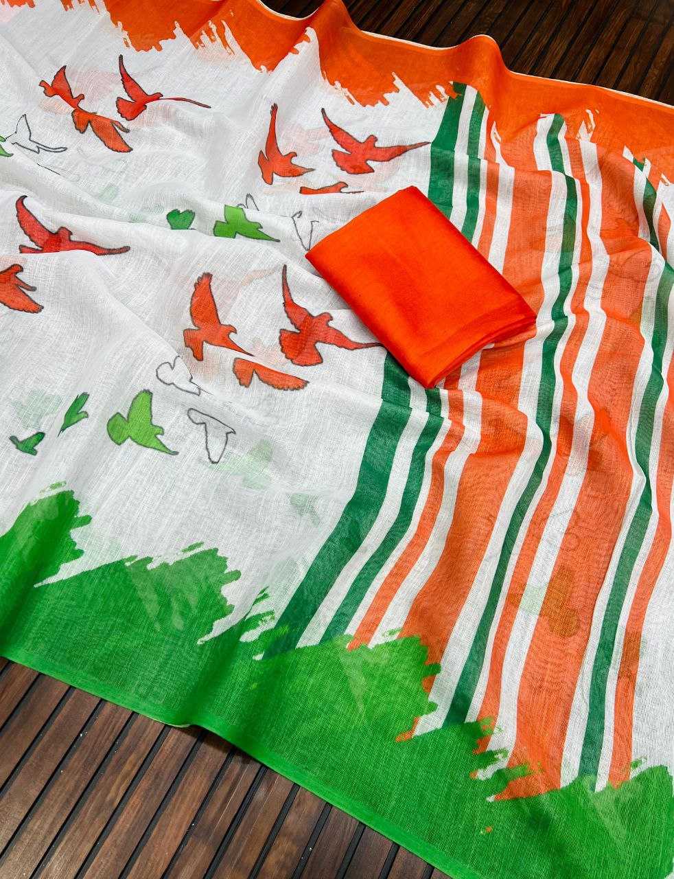 Ynf Pure Linen RIN225 951 Sarees Festive Collections Wholesale Printed Sarees Republic Day Collections Independence Day Collections Manufacturer