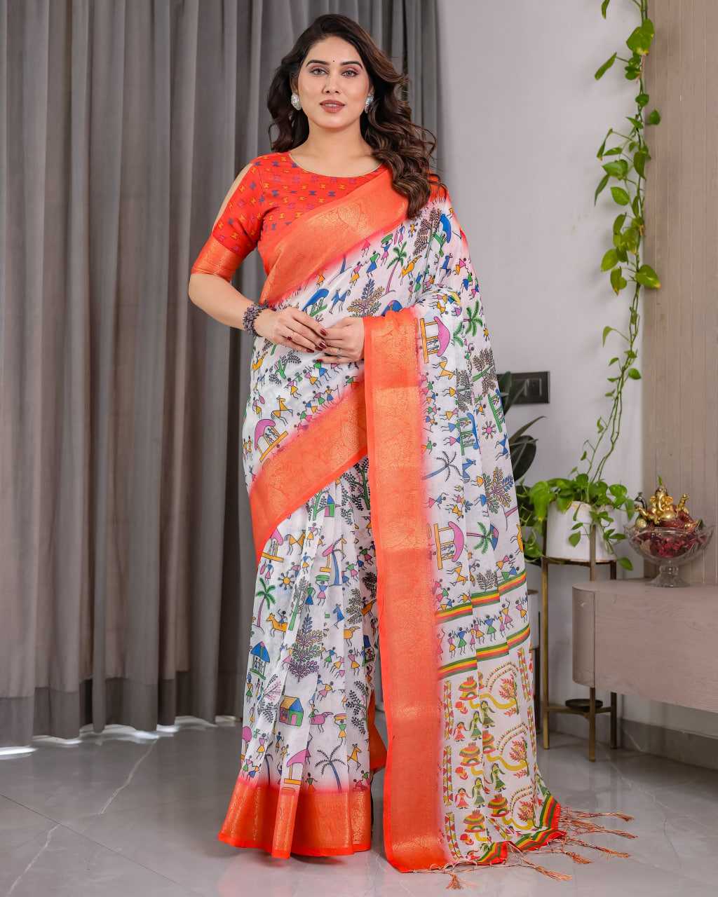 Ynf Pure Linen RIN231 IDEAL Sarees Wedding Collections Festive Collections Wholesale Printed Sarees Zari Border Sarees Sarees With Blouse Manufacturer
