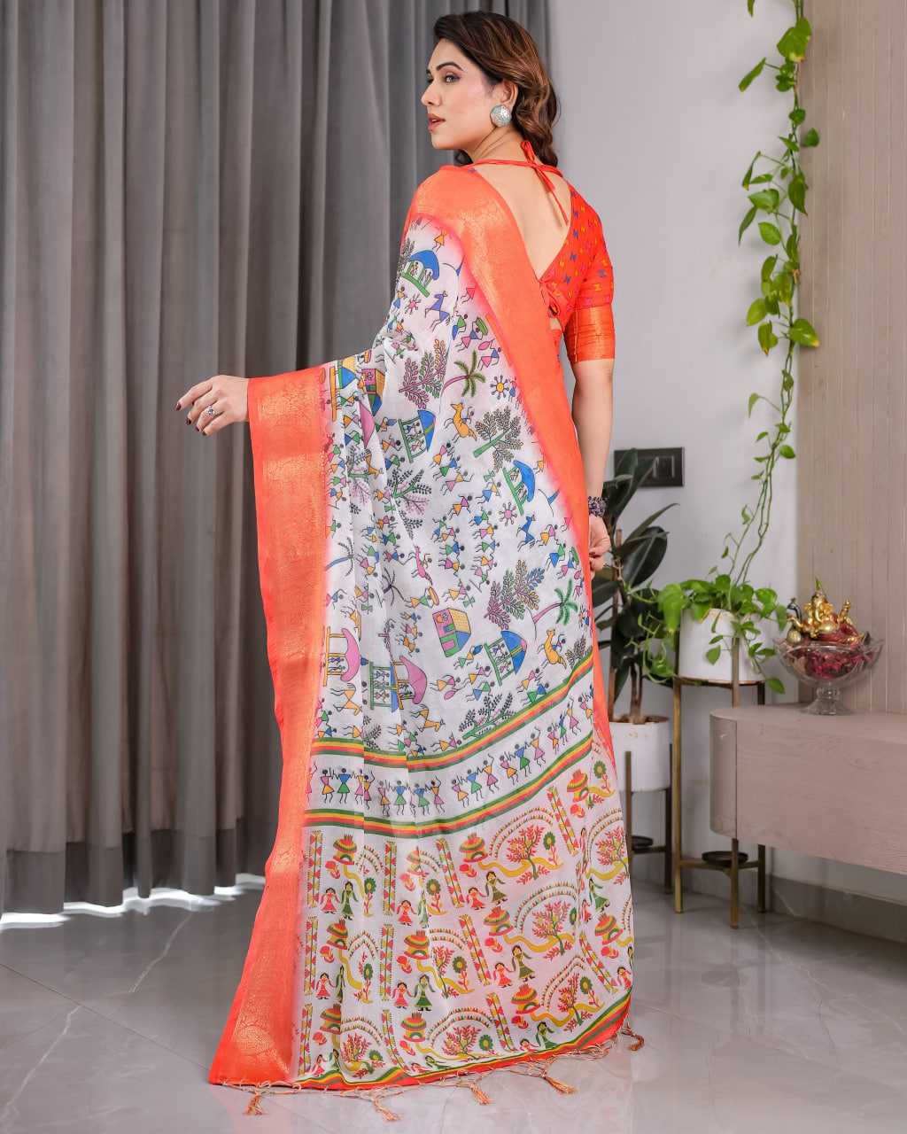 Ynf Pure Linen RIN231 IDEAL Sarees Wedding Collections Festive Collections Wholesale Printed Sarees Zari Border Sarees Sarees With Blouse Manufacturer