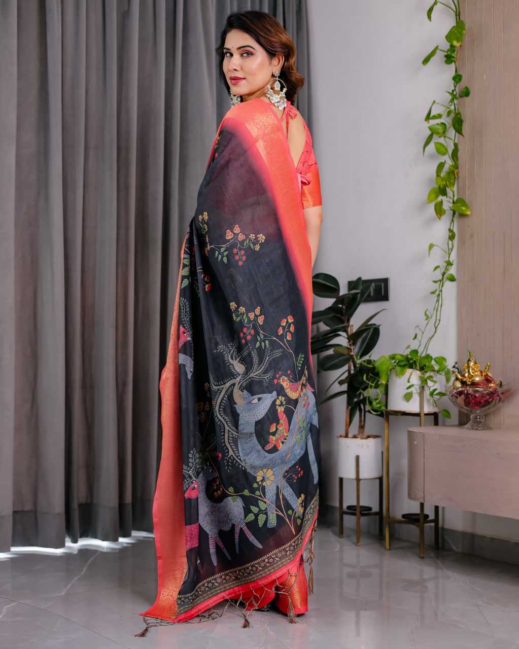 Ynf Pure Linen RIN231 Introducing Sarees Wedding Collections Festive Collections Wholesale Printed Sarees Floral Sarees Linen Sarees Manufacturer