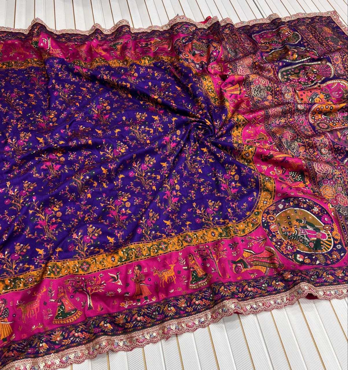 Ynf Pure Pashmina RIN225 938 Silk Sarees Wedding Collections Festive Collections Wholesale Zari Border Silk Sarees Embroidered Silk Sarees Silk Sarees With Blouse Manufacturer