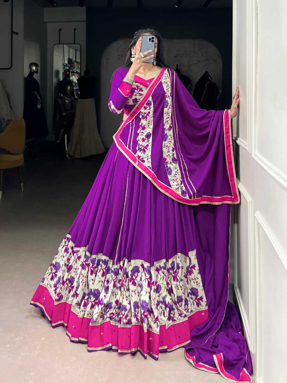 Ynf Pure Rayon KESH134 1618 Lehengas Festive Collections Wholesale Printed Lehenga Mirror Work Lehenga Lehenga With Blouse Manufacturer