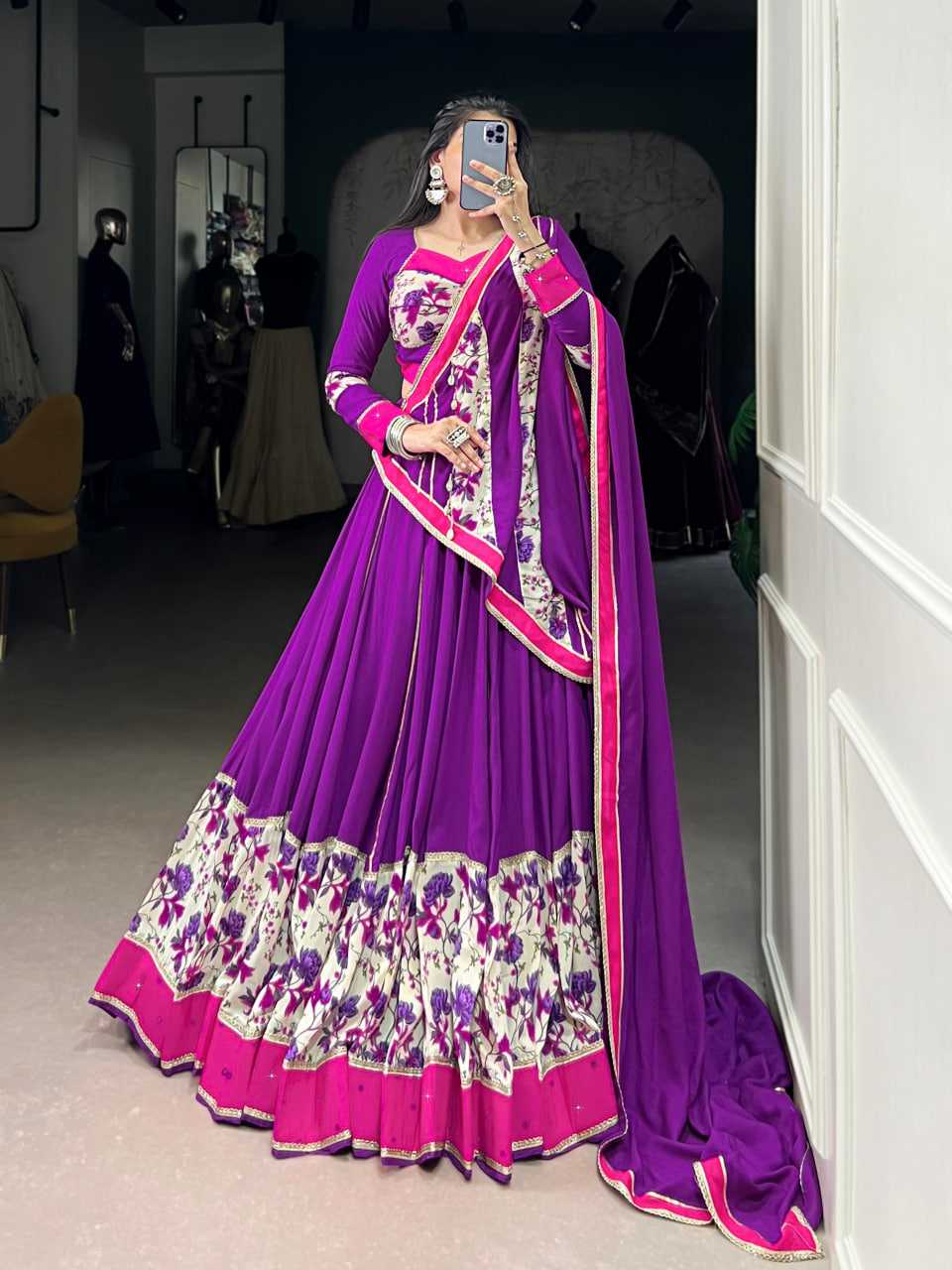 Ynf Pure Rayon KESH134 1618 Lehengas Festive Collections Wholesale Printed Lehenga Mirror Work Lehenga Lehenga With Blouse Manufacturer