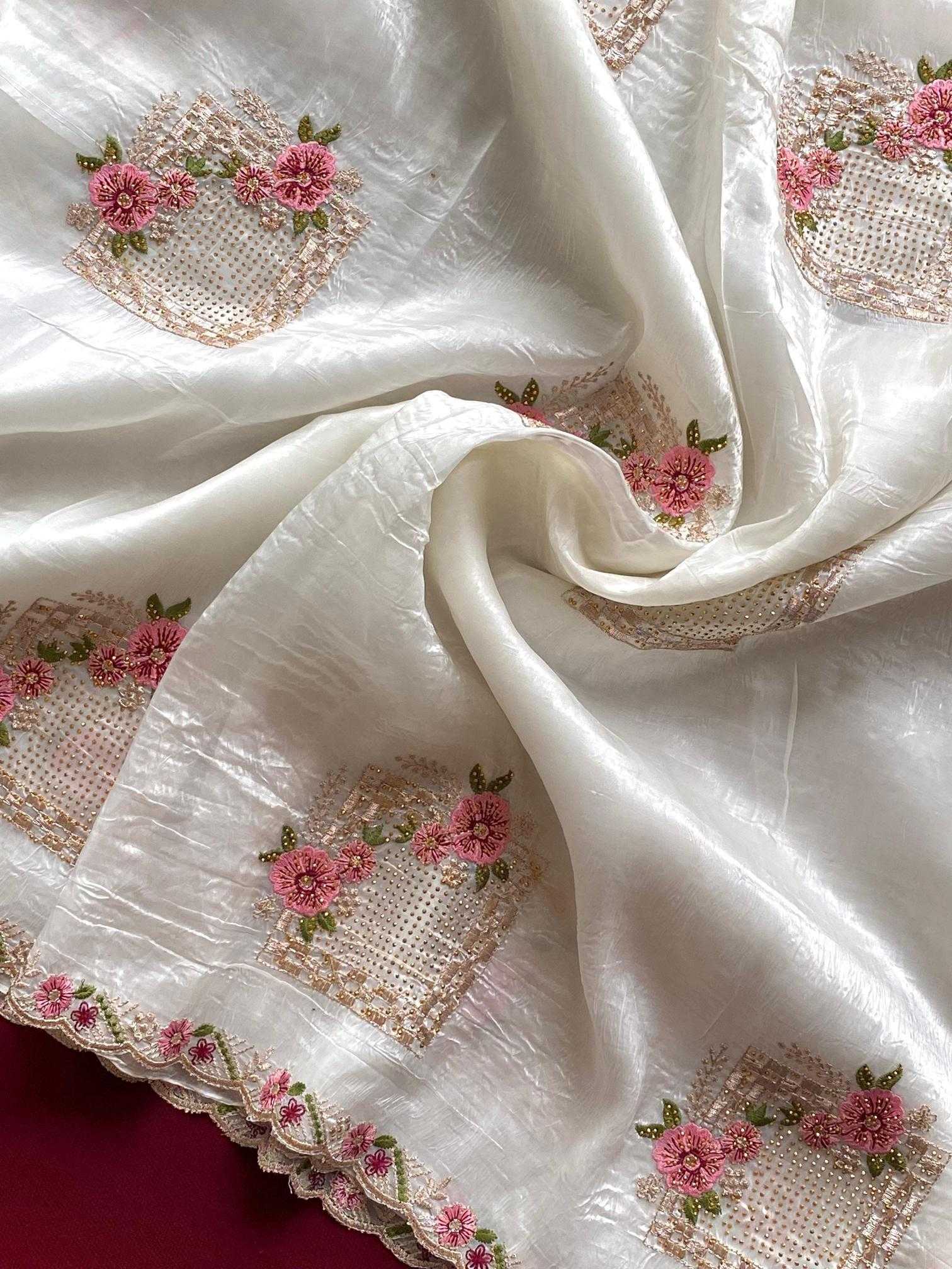 Ynf Pure Silk KESH249 Ridhima Silk Sarees Festive Collections Wholesale Embroidered Silk Sarees White Silk Sarees Onam Collections Manufacturer