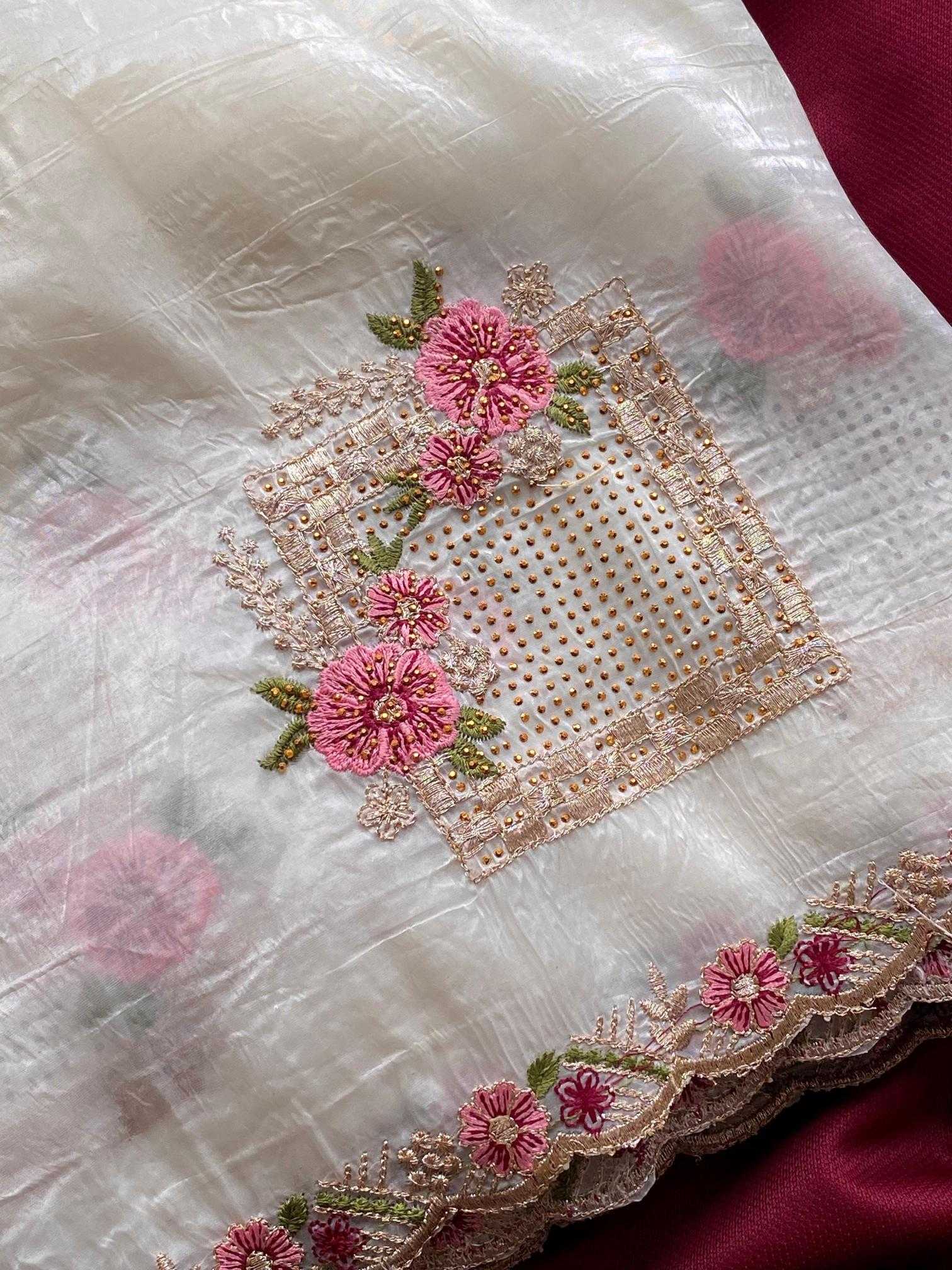 Ynf Pure Silk KESH249 Ridhima Silk Sarees Festive Collections Wholesale Embroidered Silk Sarees White Silk Sarees Onam Collections Manufacturer