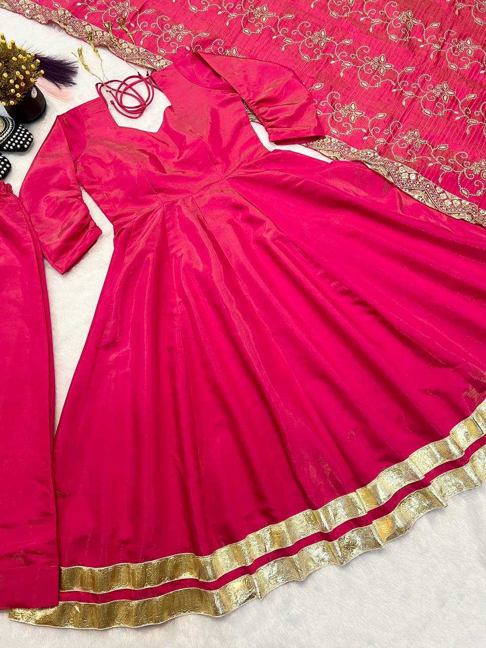 Ynf Pure Silk KESH528 470 Gowns Wedding Collections Festive Collections Wholesale Designer Gowns Gown With Dupatta Full Sleeve Gowns Manufacturer