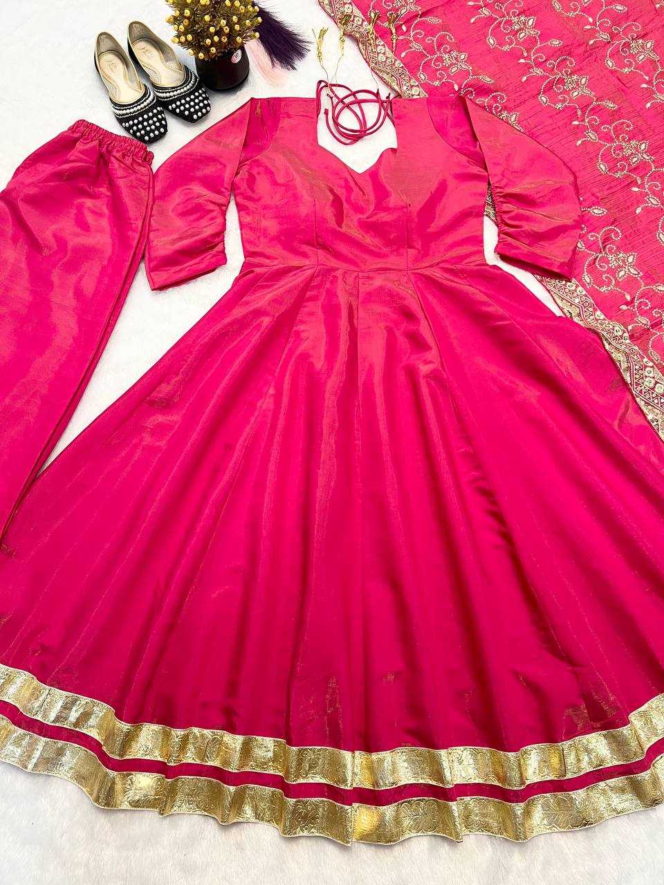 Ynf Pure Silk KESH528 470 Gowns Wedding Collections Festive Collections Wholesale Designer Gowns Gown With Dupatta Full Sleeve Gowns Manufacturer