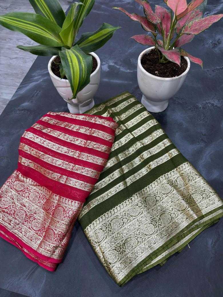 Ynf Pure Viscos RIN195 color Sarees Wholesale Georgette Sarees Zari Border Sarees Viscose Saree Manufacturer
