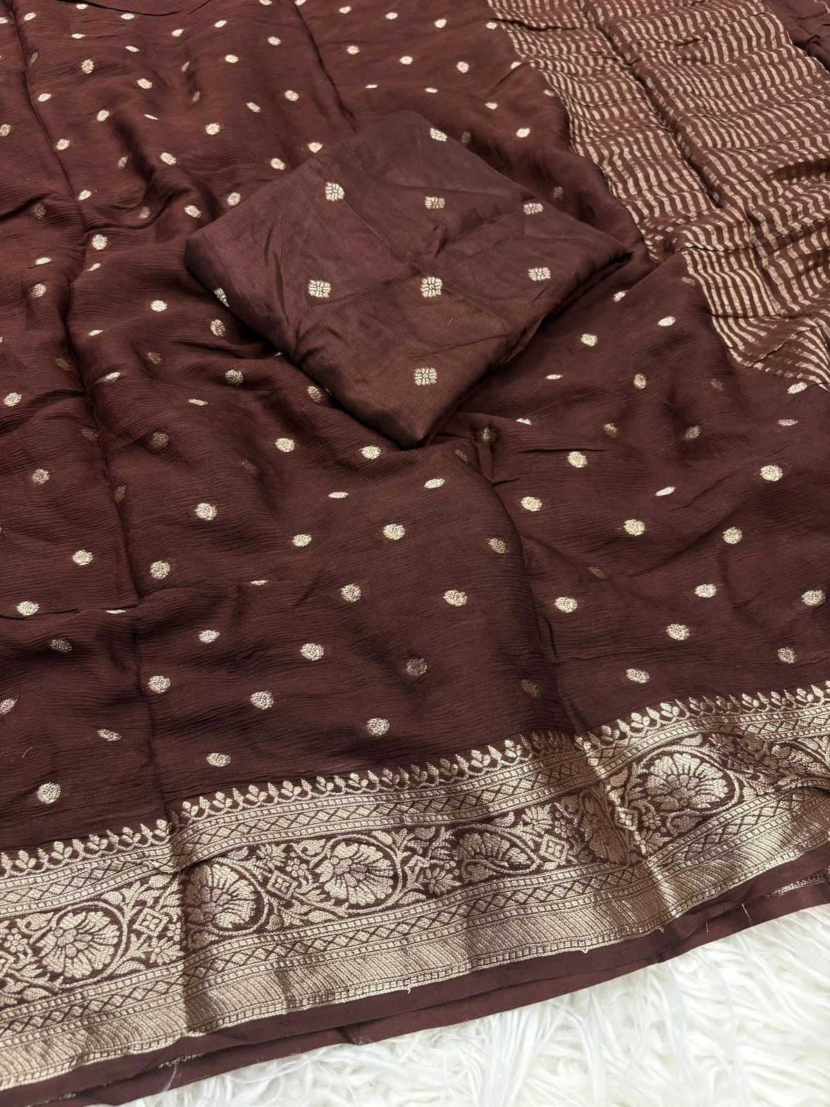 Ynf Pure Viscos RIN195 Emily Sarees Wholesale Georgette Sarees Butta Sarees Viscose Saree Manufacturer
