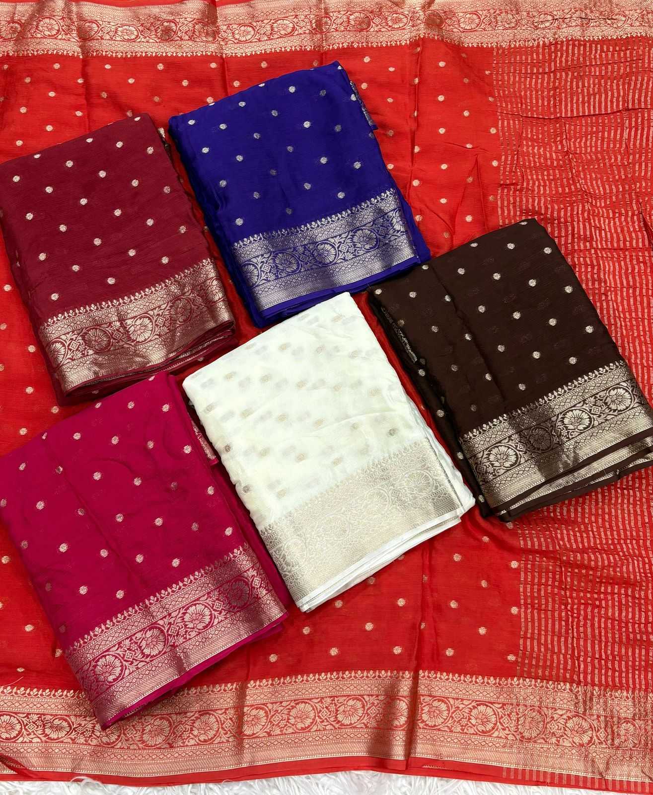Ynf Pure Viscos RIN195 Emily Sarees Wholesale Georgette Sarees Butta Sarees Viscose Saree Manufacturer