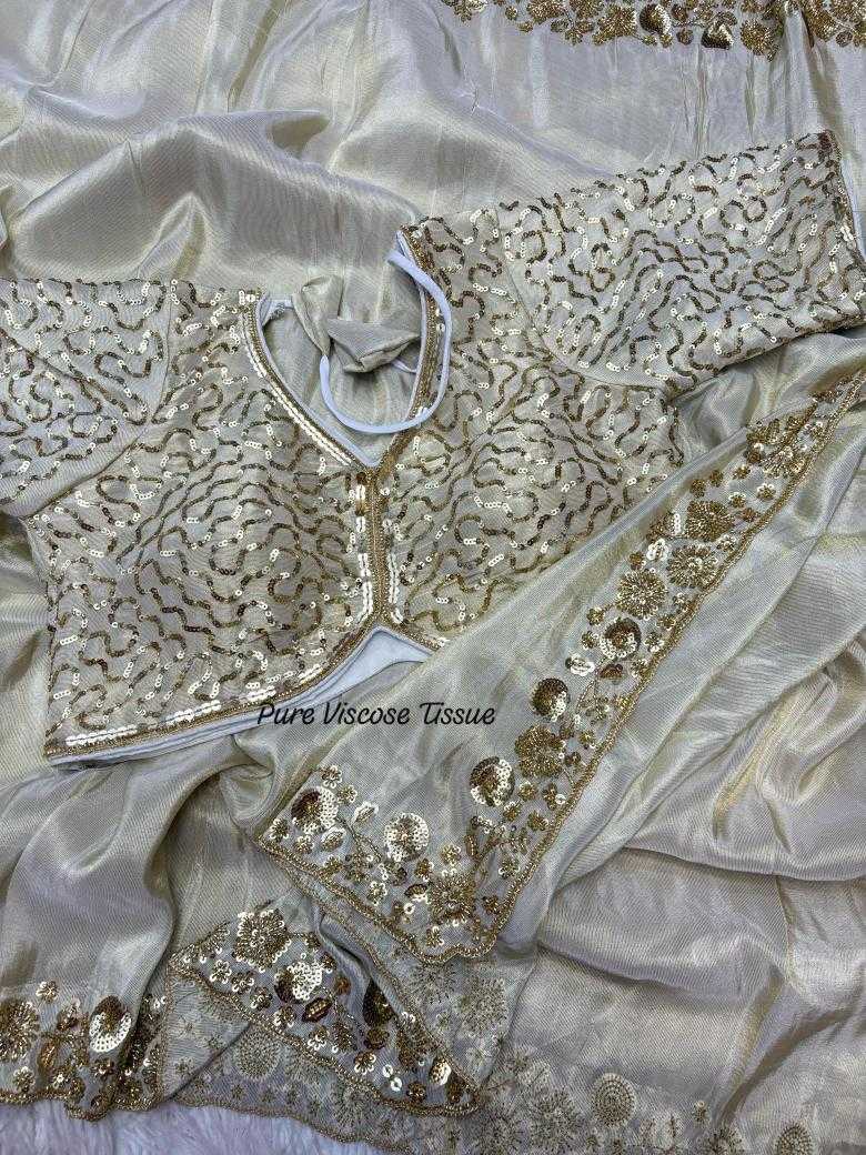 Ynf Pure Viscos RIN195 Queen Golden Sarees Festive Collections Wholesale Hand Work Sarees White Sarees Onam Collections Manufacturer