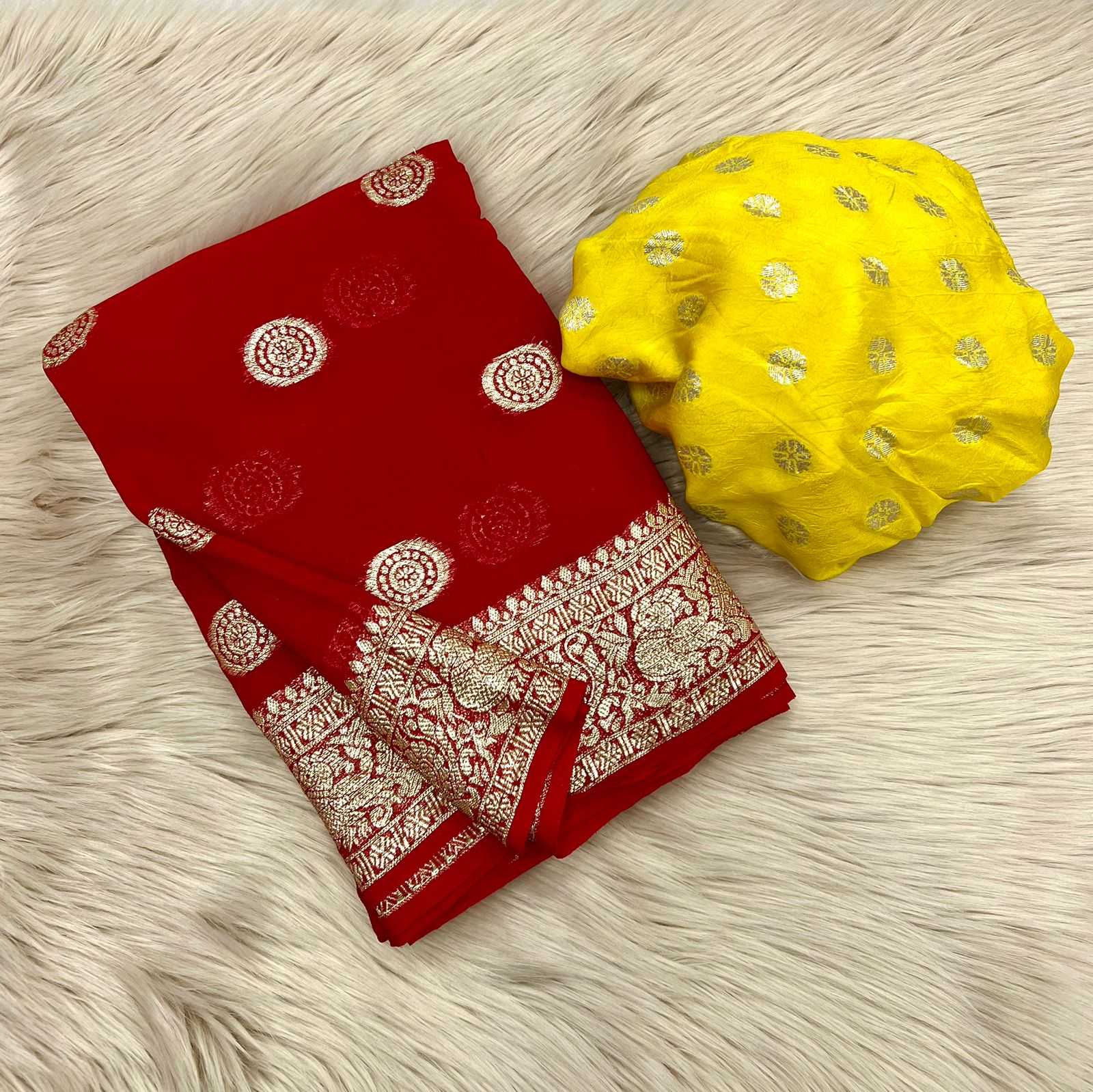 Ynf Pure Viscos RIN198 HALLO Sarees Wholesale Georgette Sarees Zari Border Sarees Viscose Saree Manufacturer